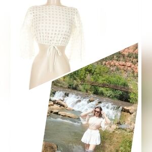 Milly White Sheer Crop Top